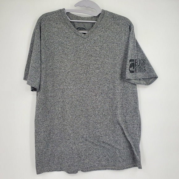 Ecko Unltd Mens Short Sleeve T-Shirt Gray Logo V-Neck Soft Stretch Large - Picture 2 of 8